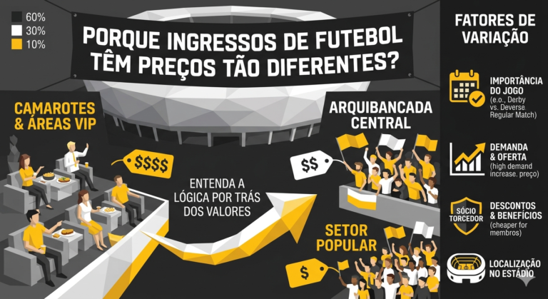 Ilustração Low Poly mostrando a diferença de preços de ingressos.